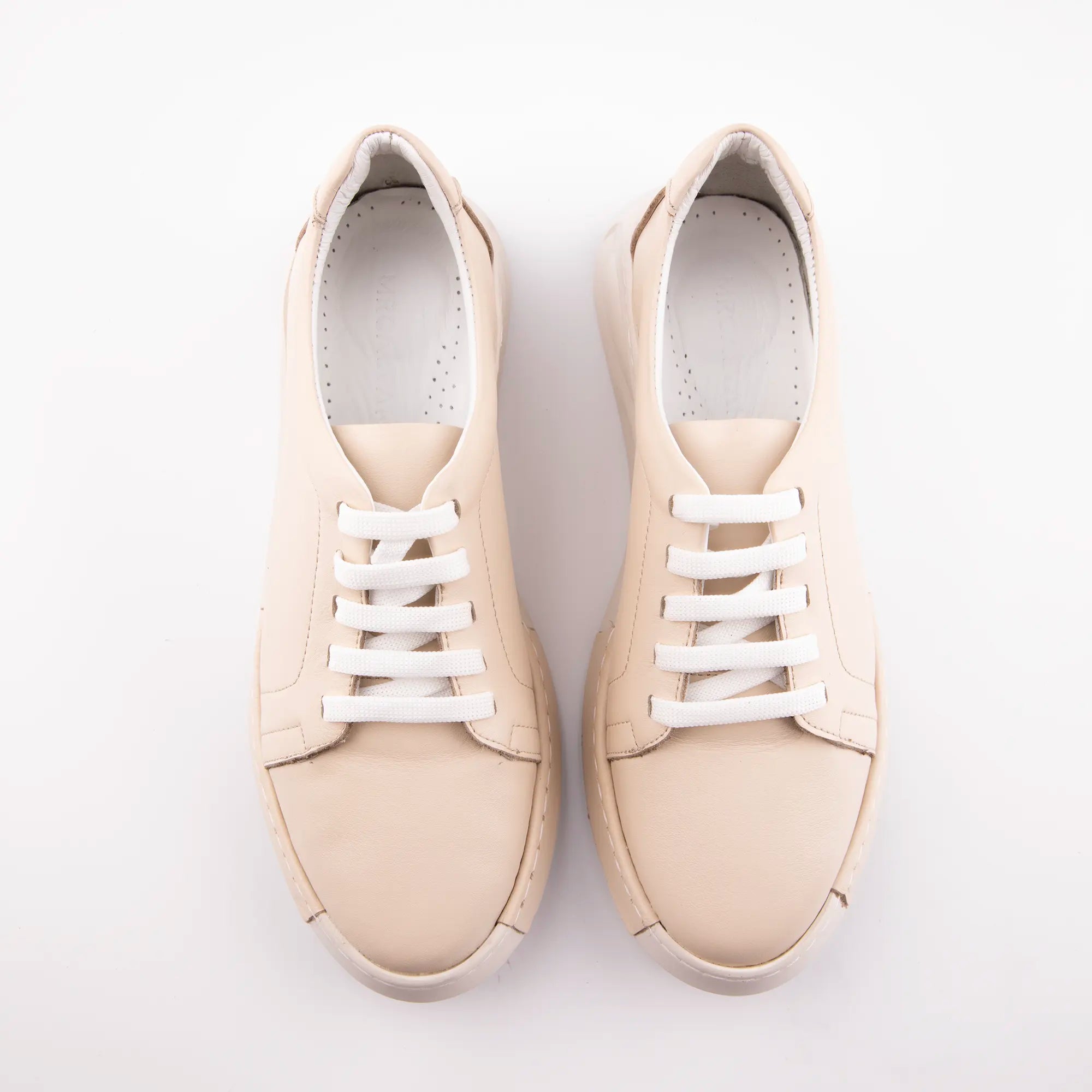 MrCalvano Carmel Tan Leather Sneakers for Women