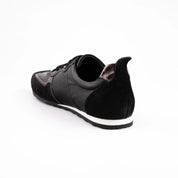 MrCalvano Women's Leather Sneakers - Black with Metallic Accents