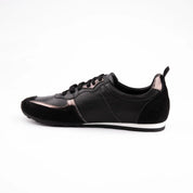 MrCalvano Women's Leather Sneakers - Black with Metallic Accents