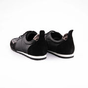 MrCalvano Women's Leather Sneakers - Black with Metallic Accents