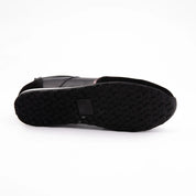 MrCalvano Women's Leather Sneakers - Black with Metallic Accents
