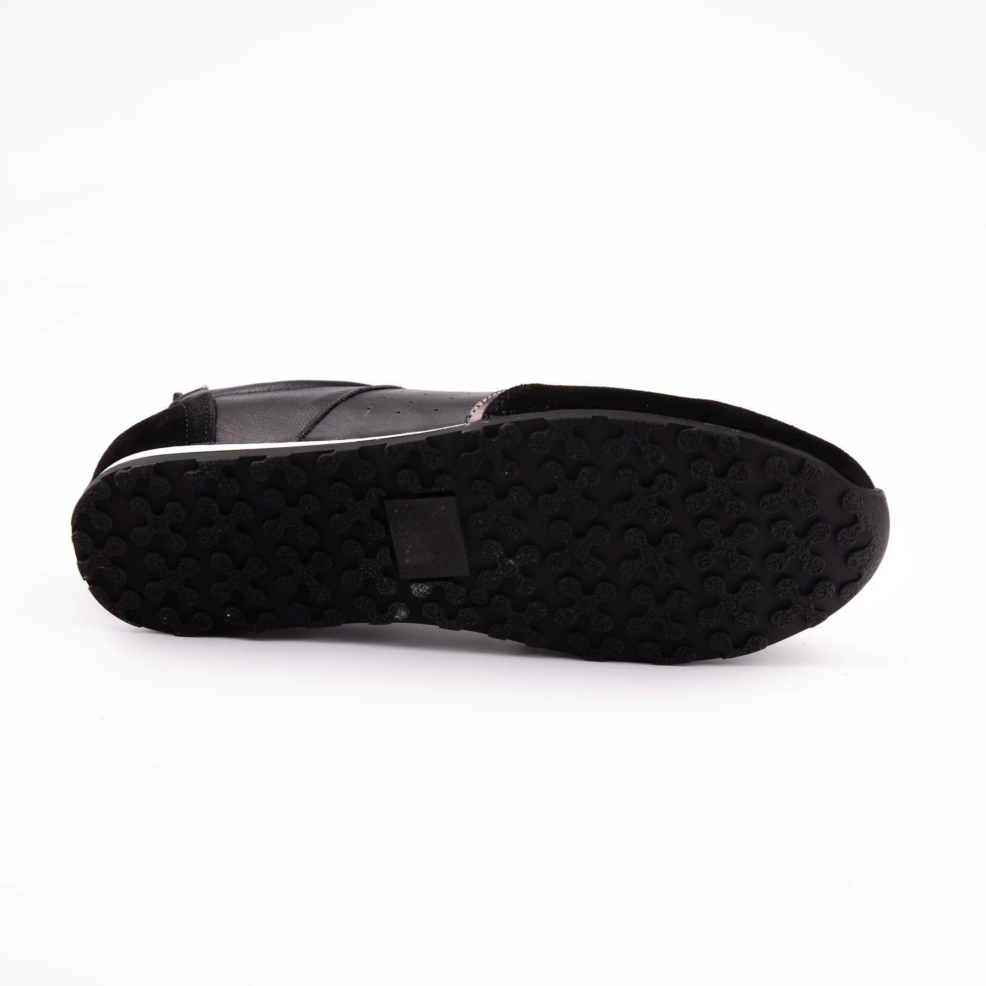 MrCalvano Women's Leather Sneakers - Black with Metallic Accents