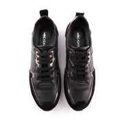 MrCalvano Women's Leather Sneakers - Black with Metallic Accents