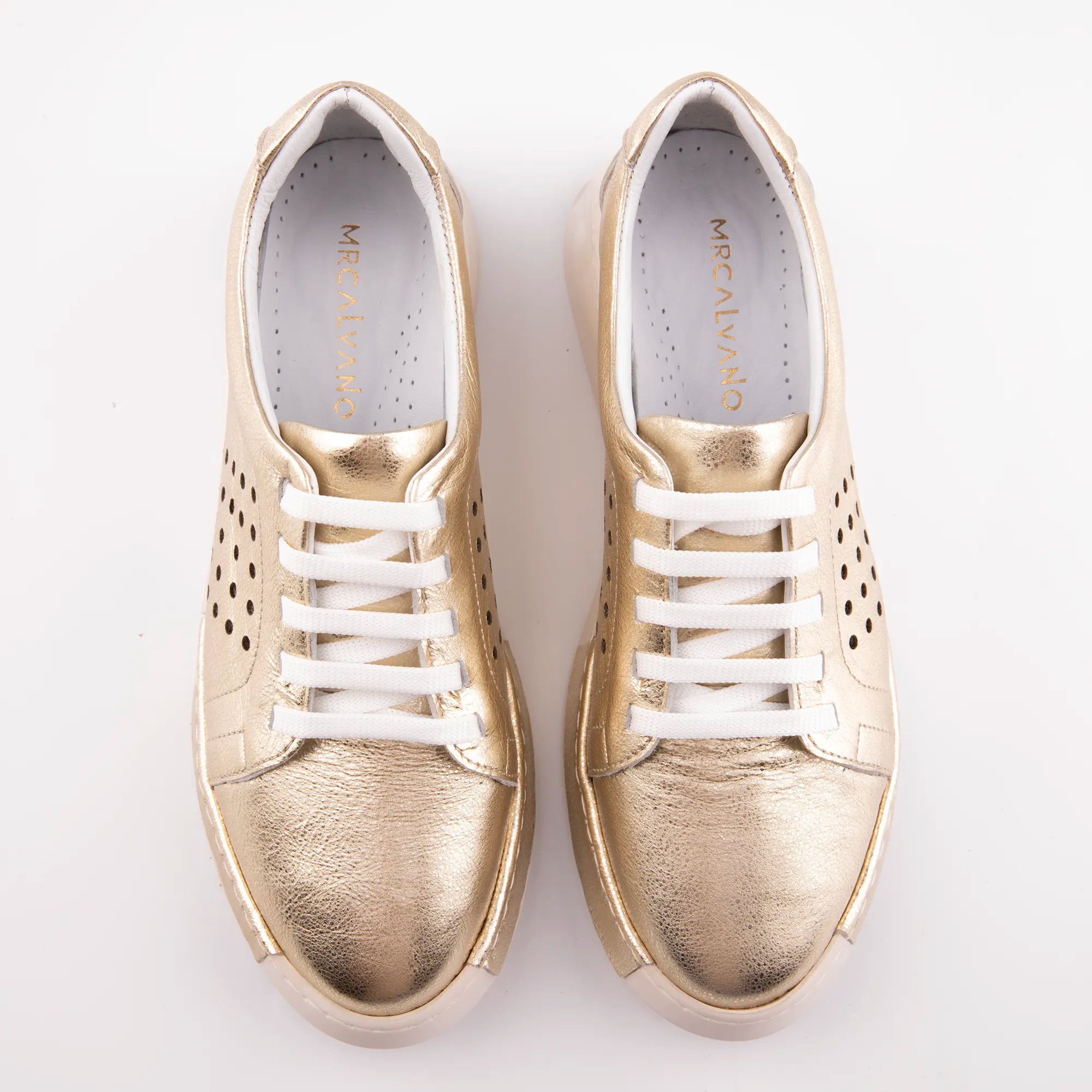 MrCalvano Laguna Beach Gold Leather Comfort Shoes
