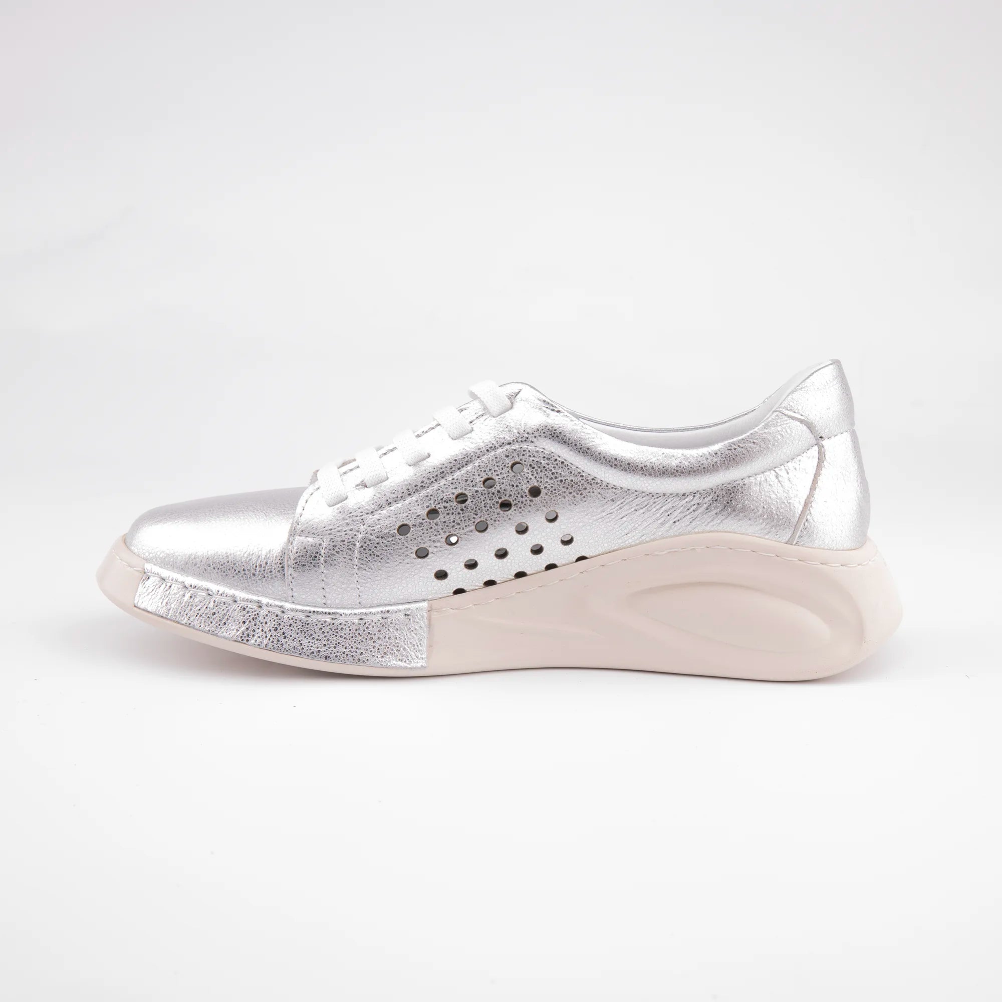 MrCalvano Laguna Beach Silver Leather Comfort Shoes