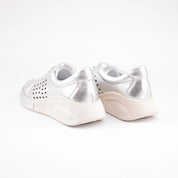 MrCalvano Laguna Beach Silver Leather Comfort Shoes