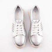 MrCalvano Laguna Beach Silver Leather Comfort Shoes