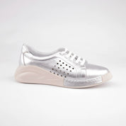 MrCalvano Laguna Beach Silver Leather Comfort Shoes