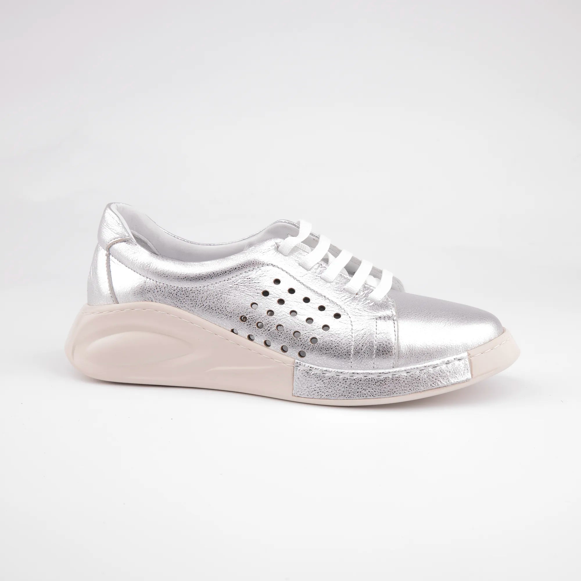 MrCalvano Laguna Beach Silver Leather Comfort Shoes
