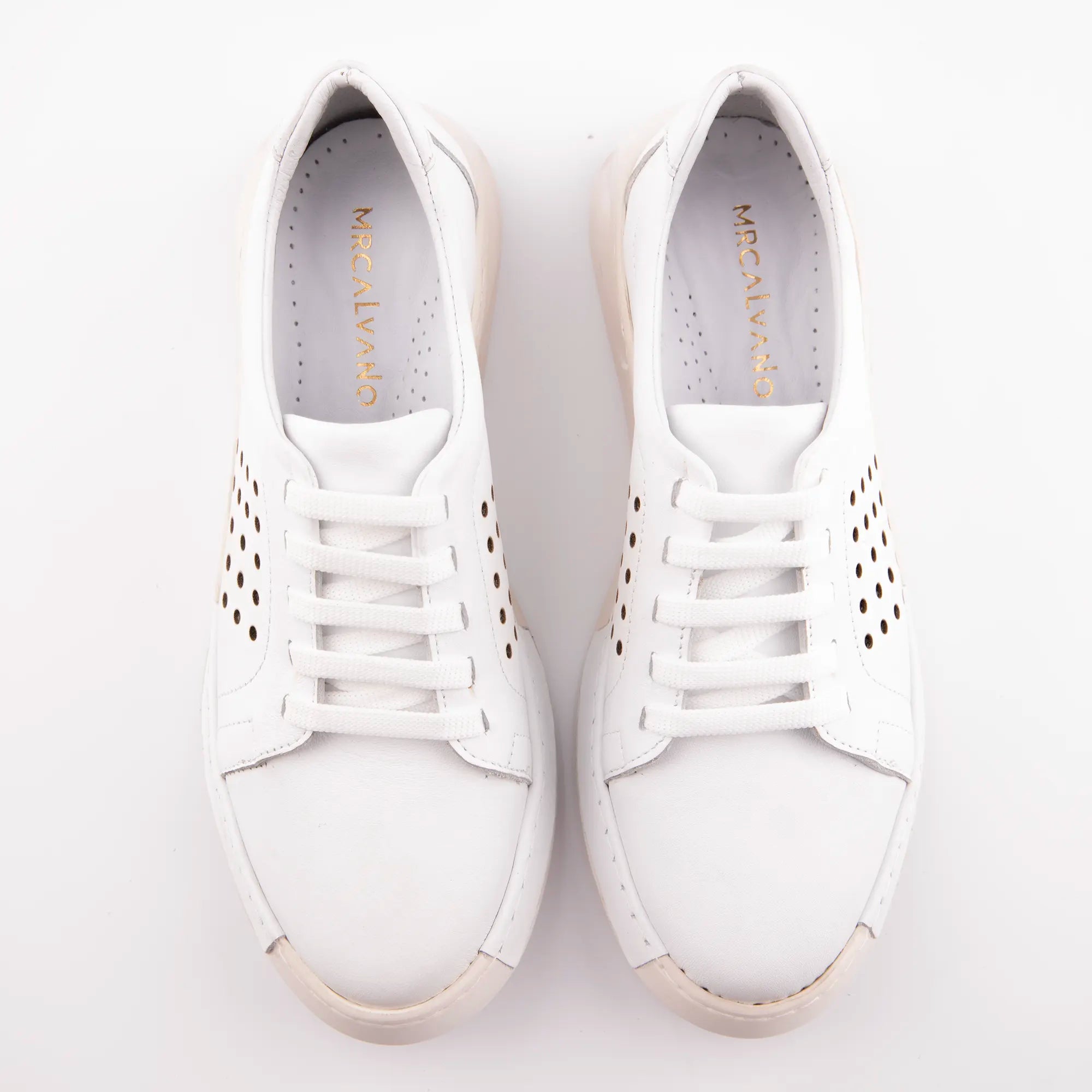 MrCalvano Laguna Beach White Leather Comfort Shoes