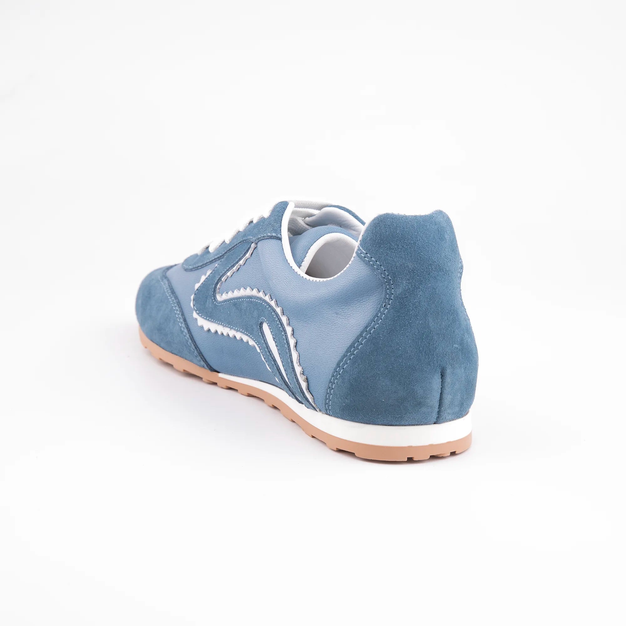 MrCalvano Women's Blue Leather & Suede Sneakers