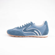 MrCalvano Women's Blue Leather & Suede Sneakers