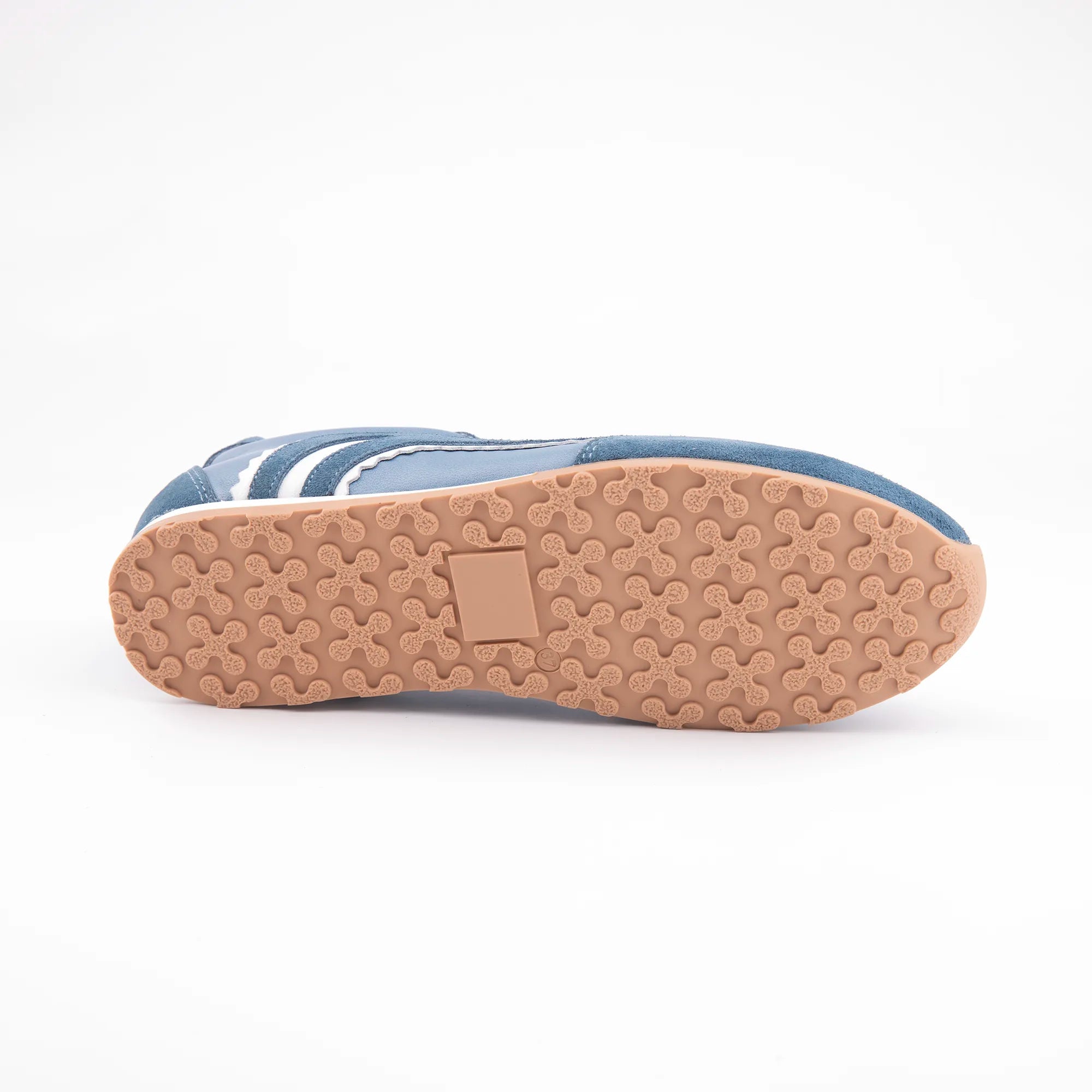 MrCalvano Women's Blue Leather & Suede Sneakers