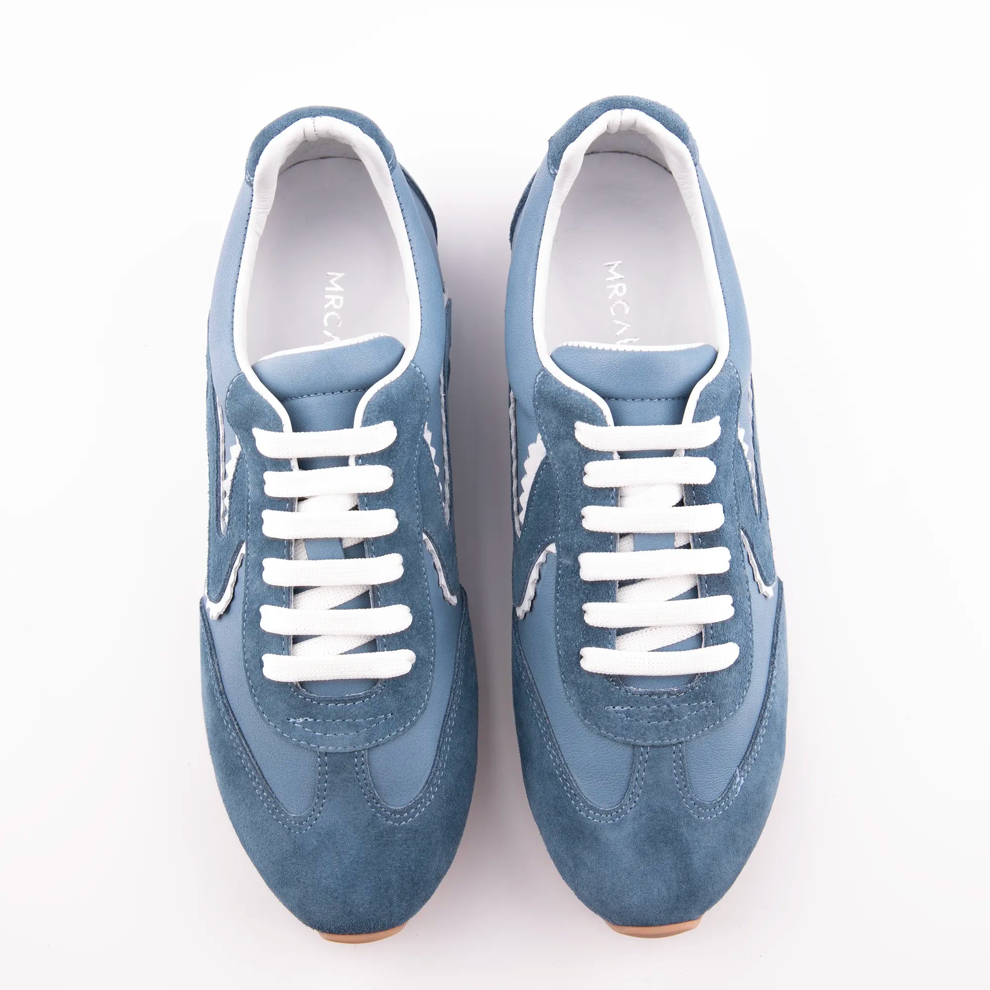 MrCalvano Women's Blue Leather & Suede Sneakers