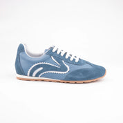 MrCalvano Women's Blue Leather & Suede Sneakers
