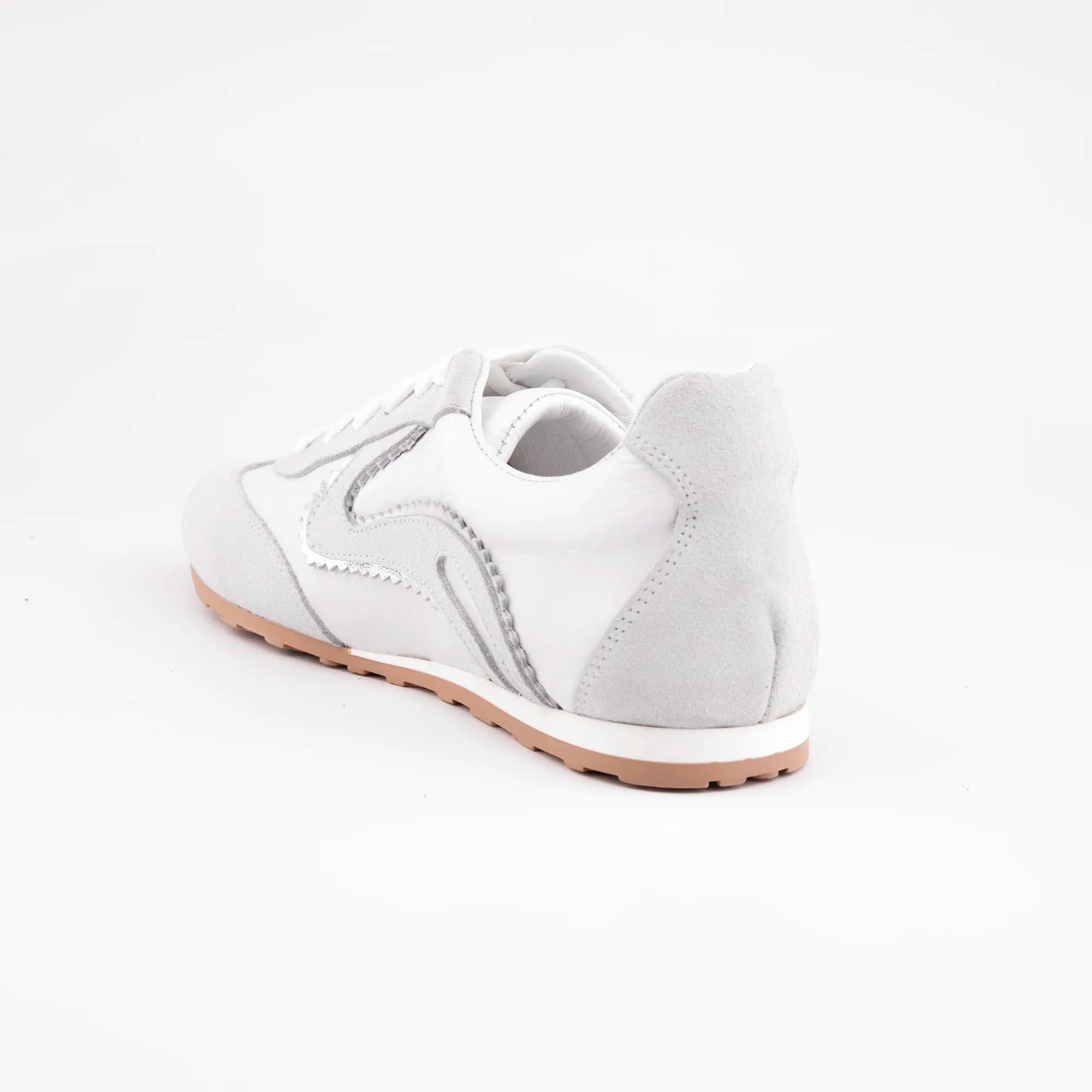 MrCalvano Serene Strides White Leather & Suede Sneakers
