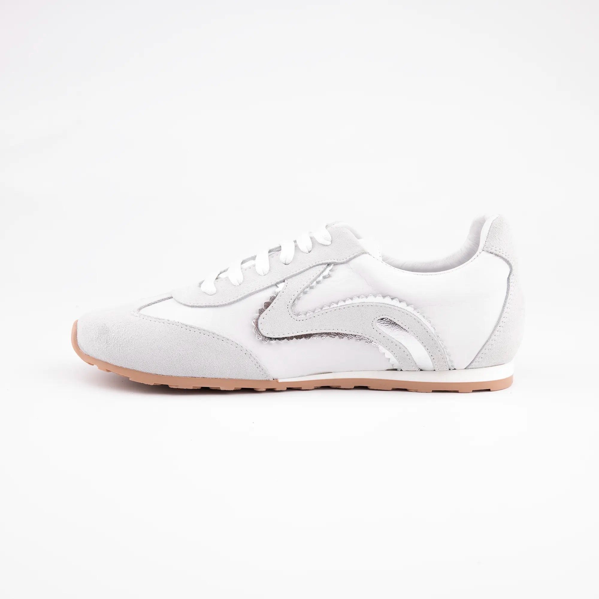 MrCalvano Serene Strides White Leather & Suede Sneakers