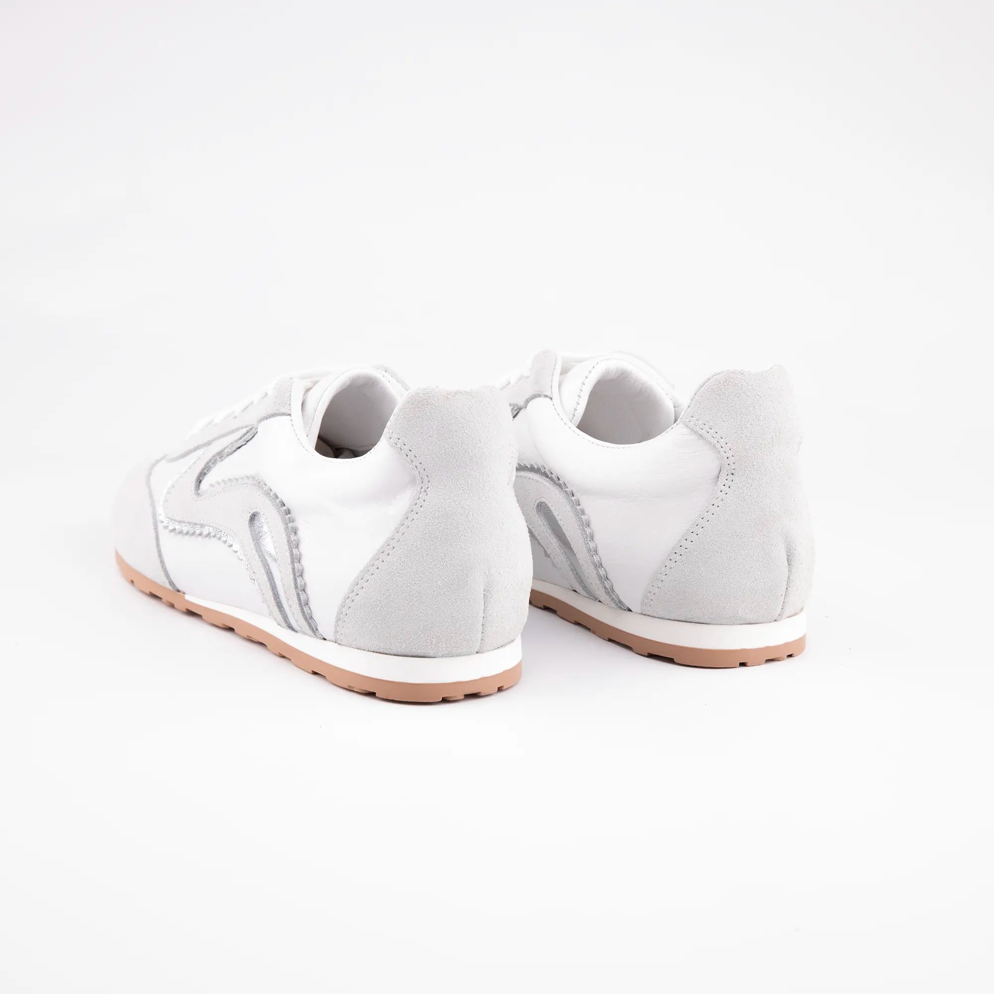 MrCalvano Serene Strides White Leather & Suede Sneakers