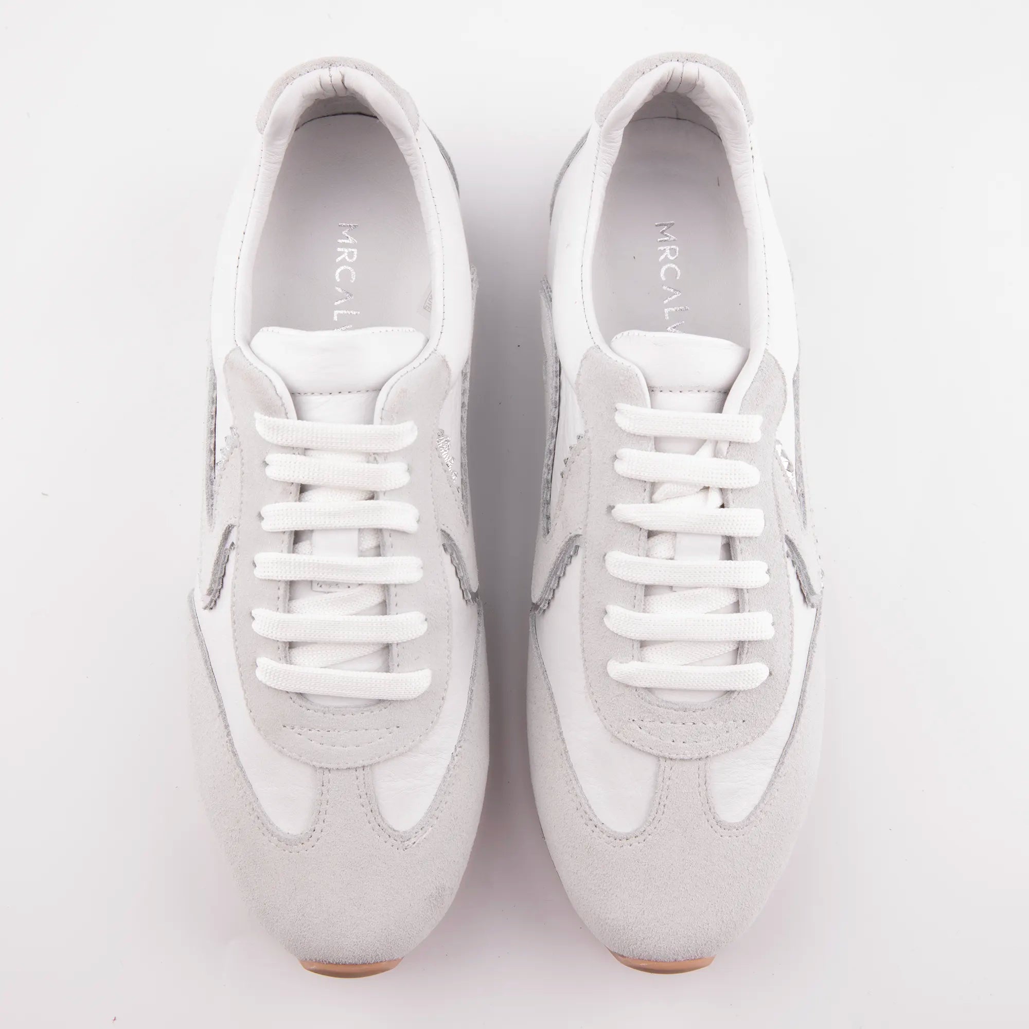MrCalvano Serene Strides White Leather & Suede Sneakers