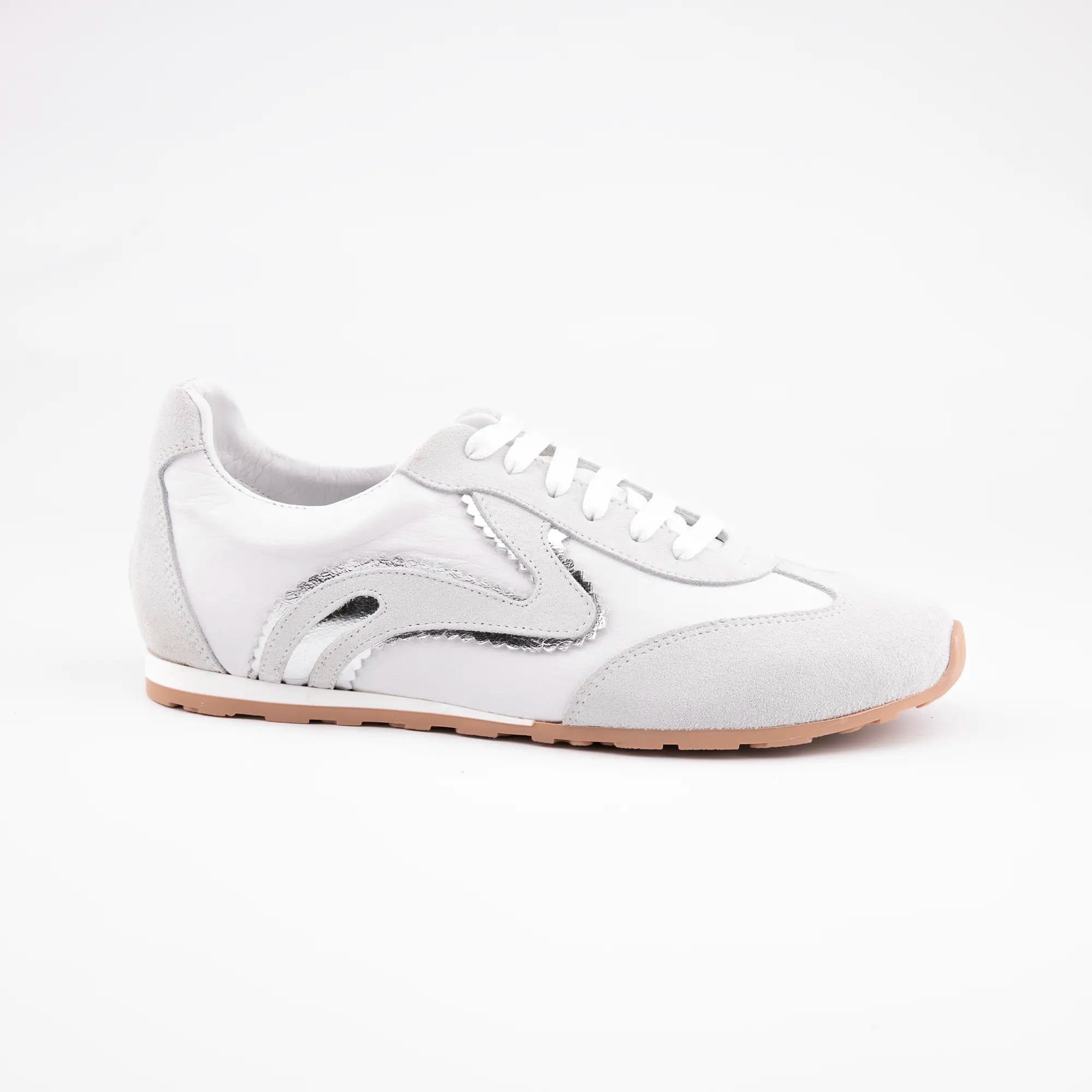 MrCalvano Serene Strides White Leather & Suede Sneakers
