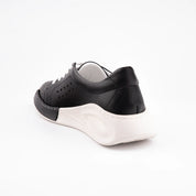 MrCalvano Marina Del Rey Black Leather Women Comfort Shoes