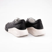 MrCalvano Marina Del Rey Black Leather Women Comfort Shoes