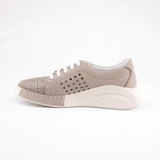 MrCalvano Marina Del Rey Taupe Leather Comfort Women Shoes