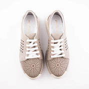 MrCalvano Marina Del Rey Taupe Leather Comfort Women Shoes