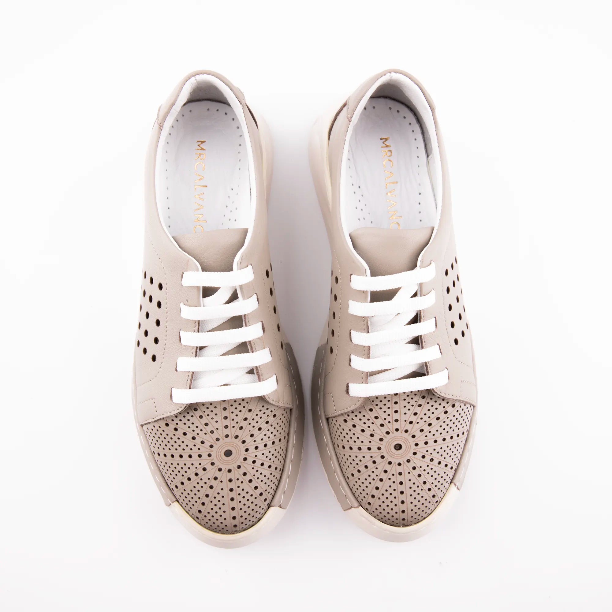 MrCalvano Marina Del Rey Taupe Leather Comfort Women Shoes