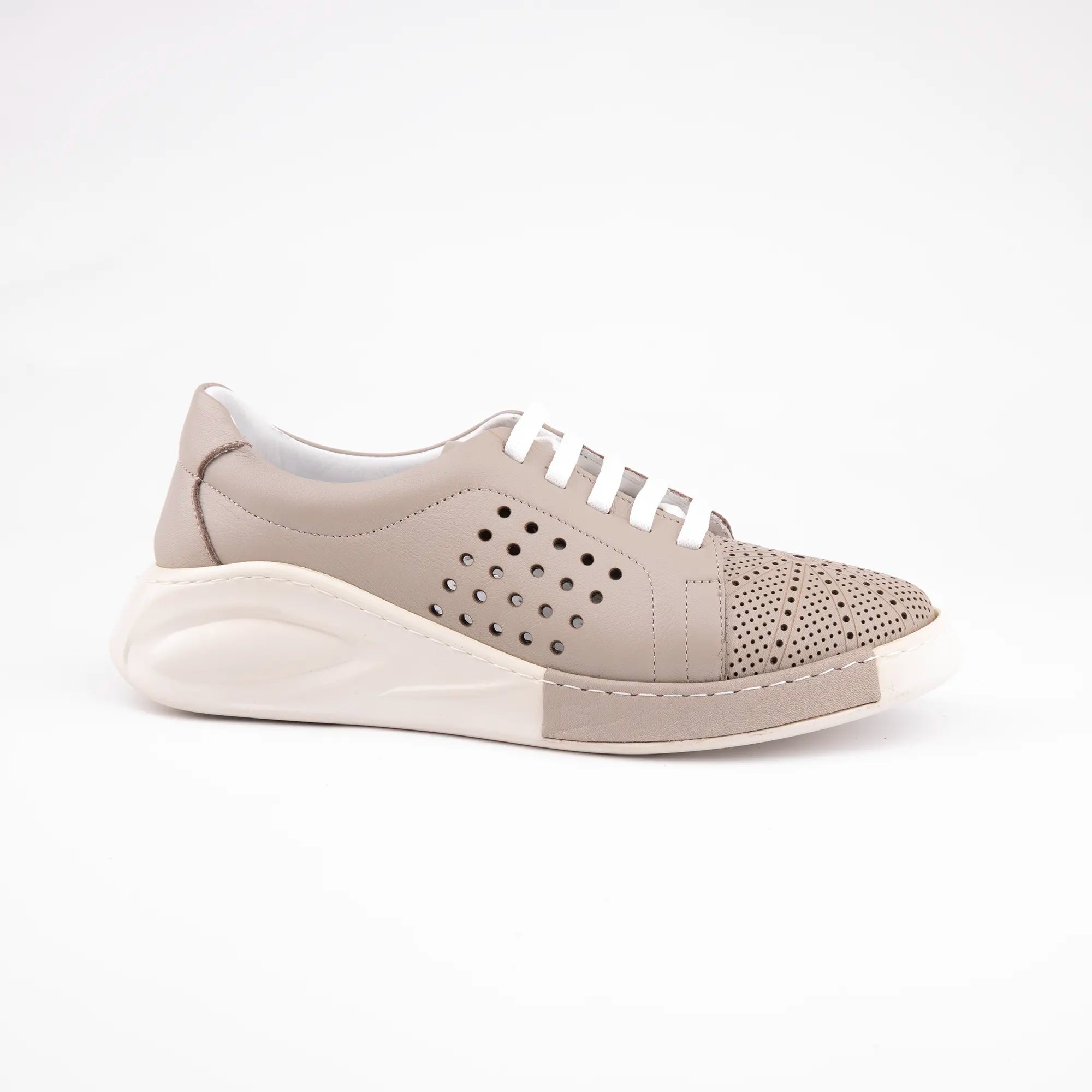 MrCalvano Marina Del Rey Taupe Leather Comfort Women Shoes
