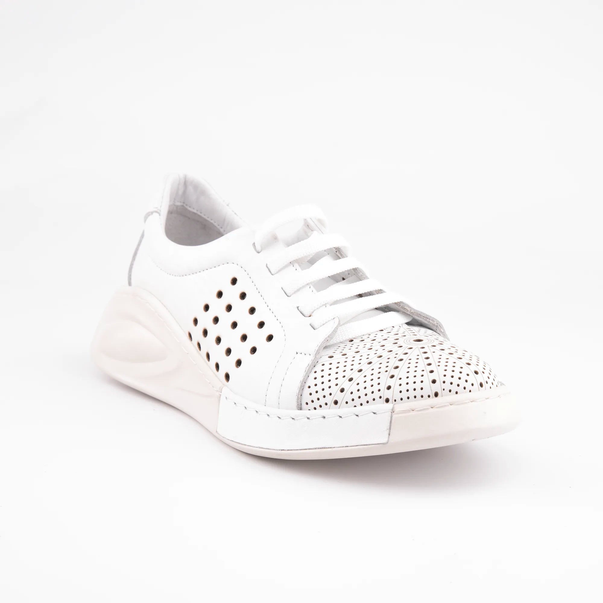 MrCalvano Marina Del Rey White Leather Comfort Women Shoes