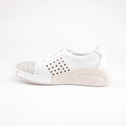 MrCalvano Marina Del Rey White Leather Comfort Women Shoes