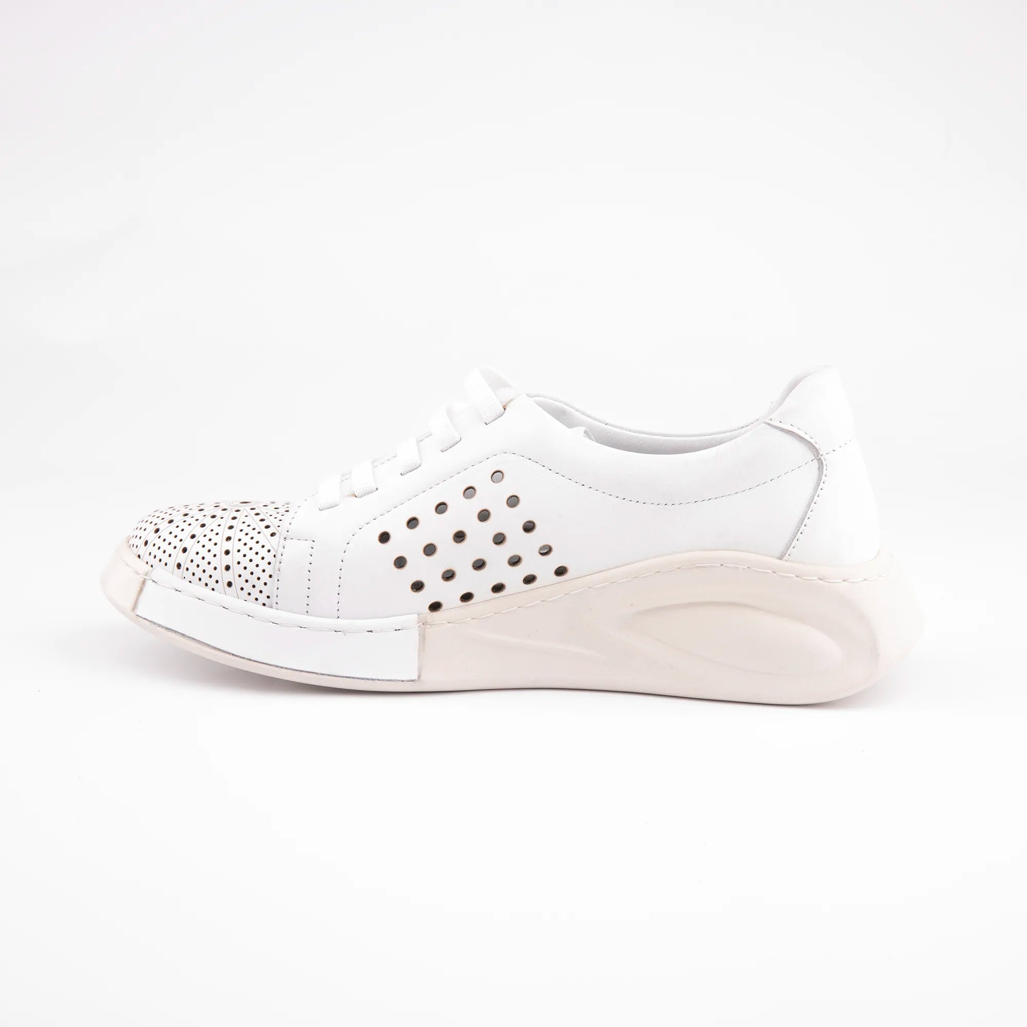 MrCalvano Marina Del Rey White Leather Comfort Women Shoes