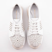 MrCalvano Marina Del Rey White Leather Comfort Women Shoes