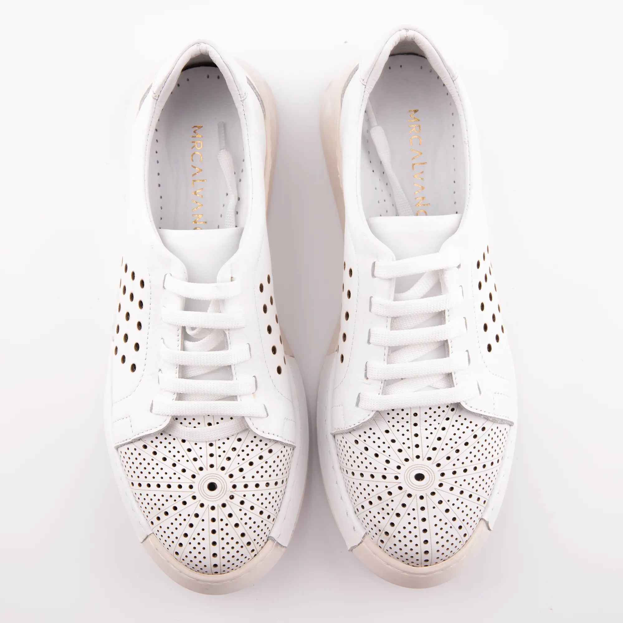 MrCalvano Marina Del Rey White Leather Comfort Women Shoes