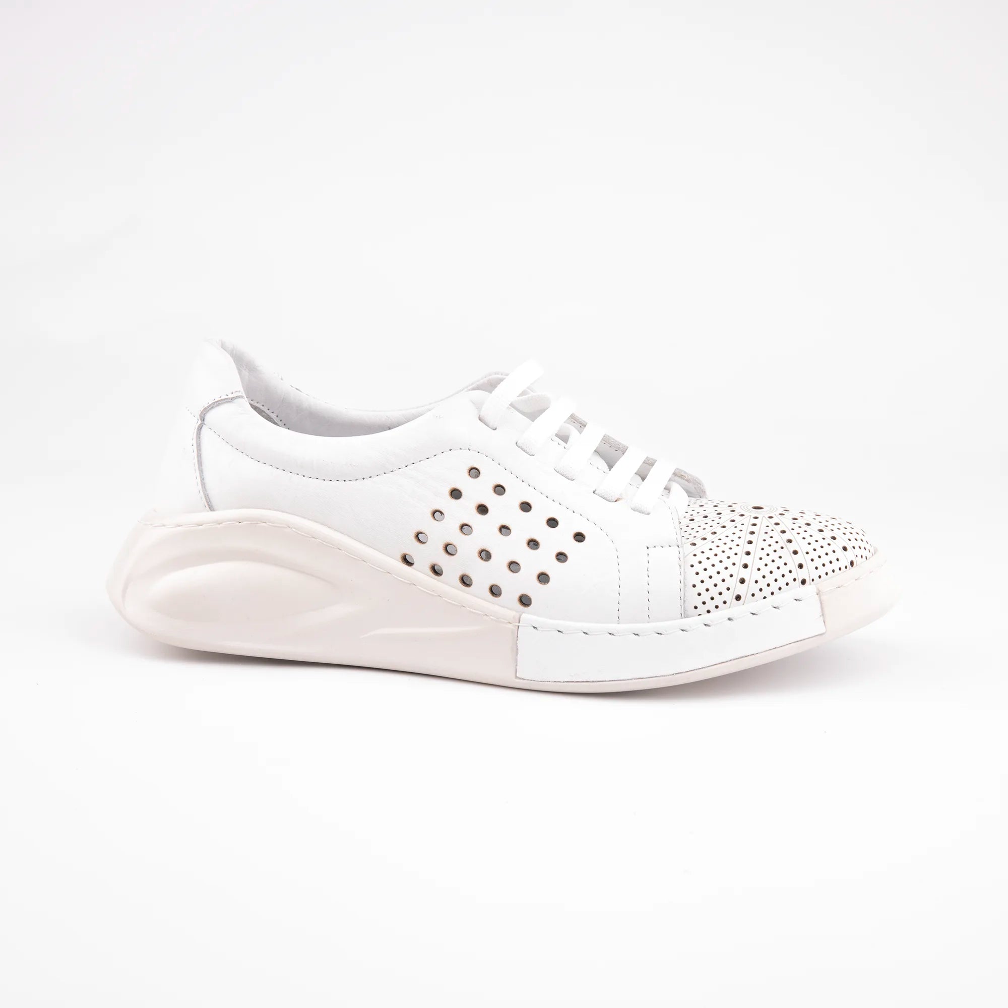 MrCalvano Marina Del Rey White Leather Comfort Women Shoes