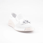 MrCalvano Newport Beach White Leather Women's Shoes