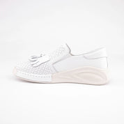 MrCalvano Newport Beach White Leather Women's Shoes