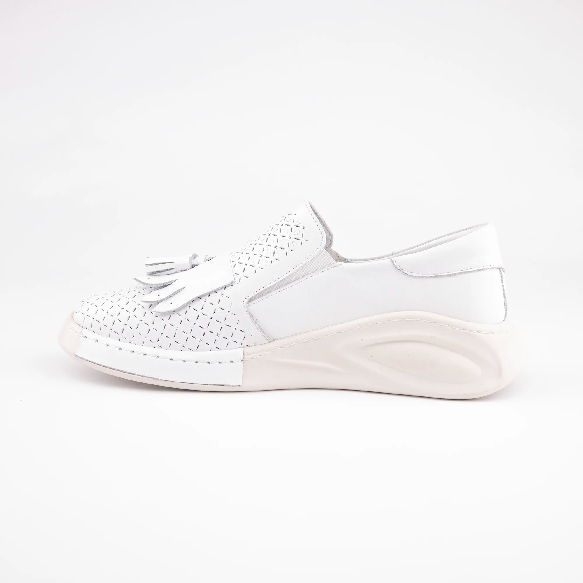 MrCalvano Newport Beach White Leather Women's Shoes