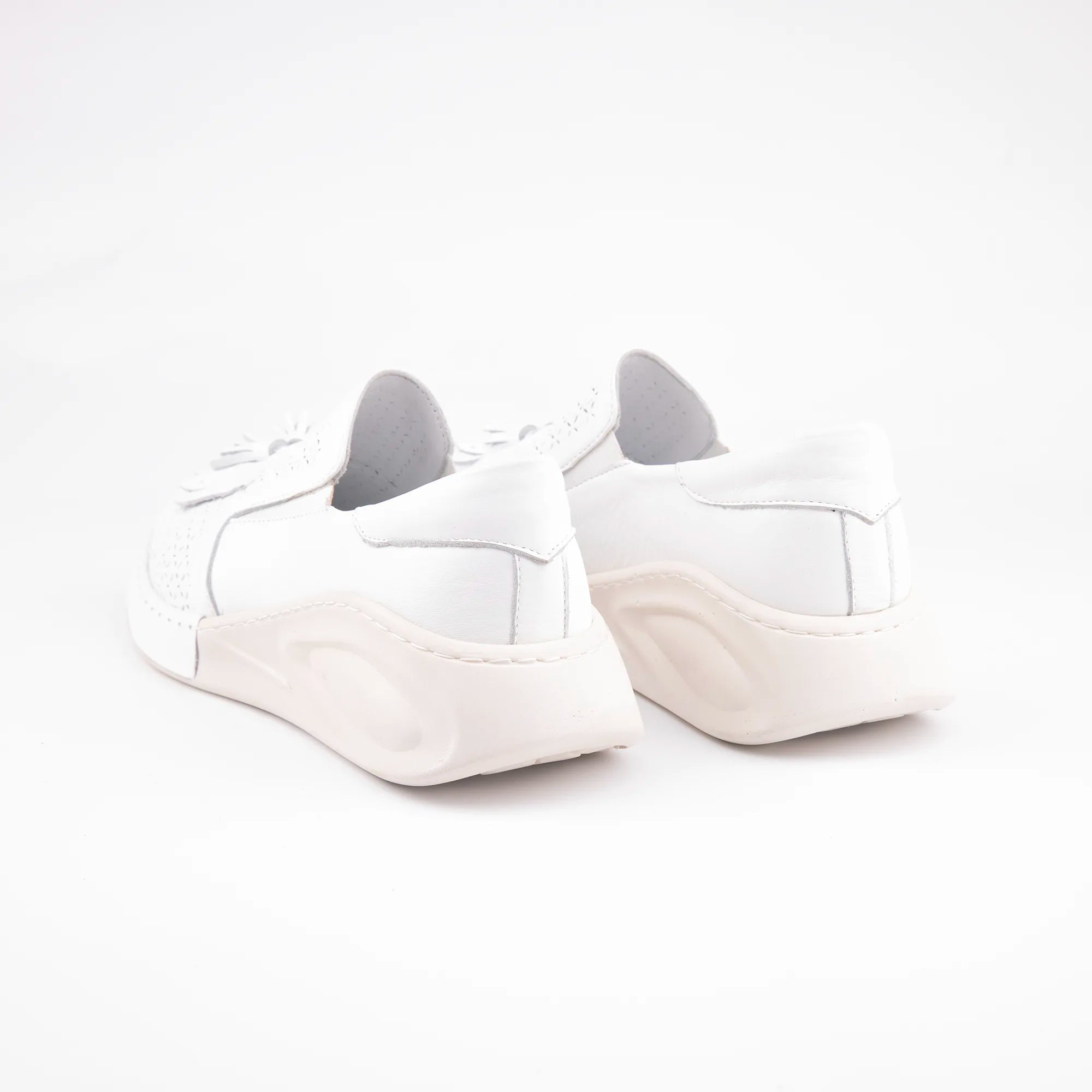 MrCalvano Newport Beach White Leather Women's Shoes