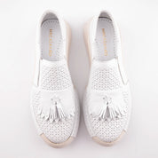 MrCalvano Newport Beach White Leather Women's Shoes