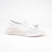 MrCalvano Newport Beach White Leather Women's Shoes