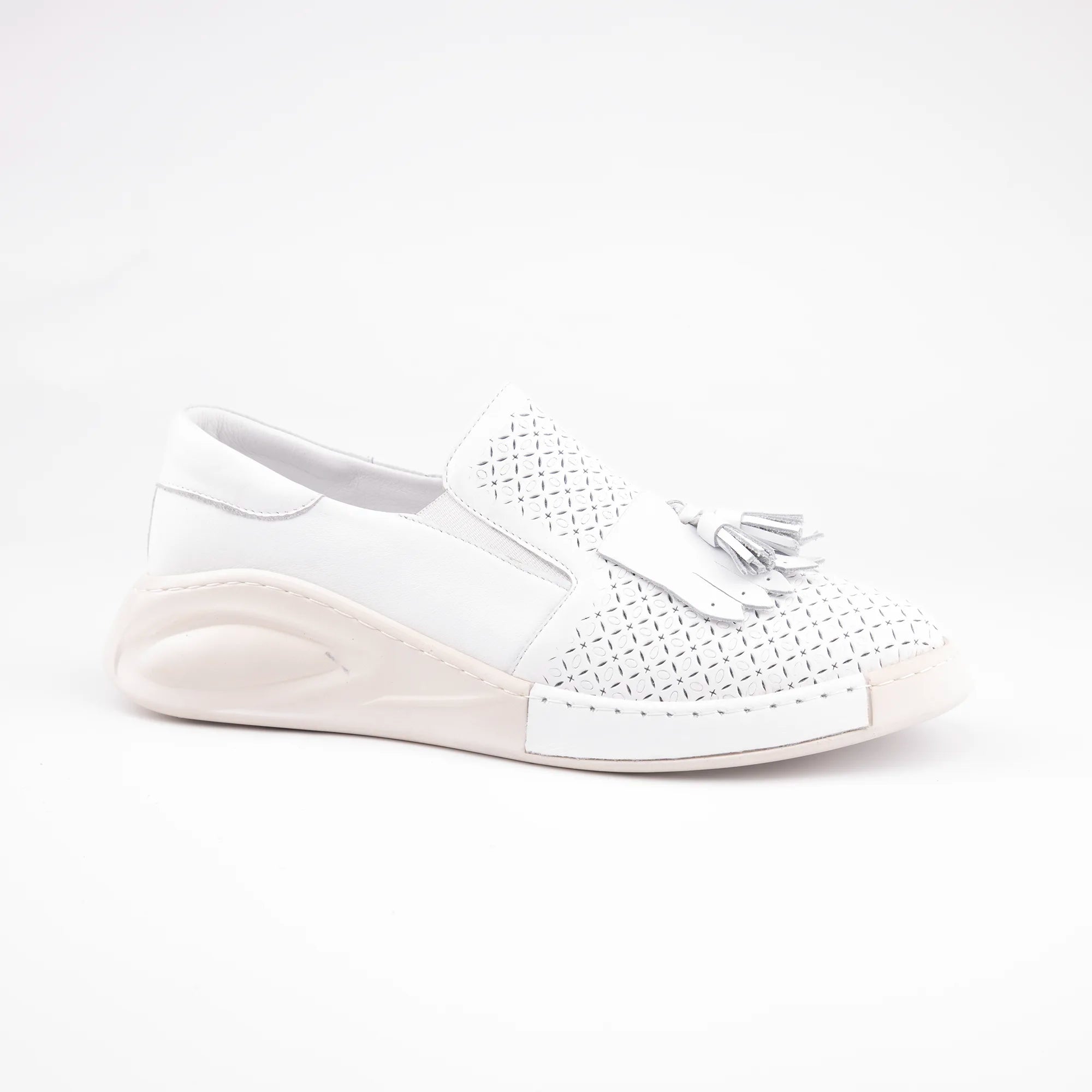 MrCalvano Newport Beach White Leather Women's Shoes