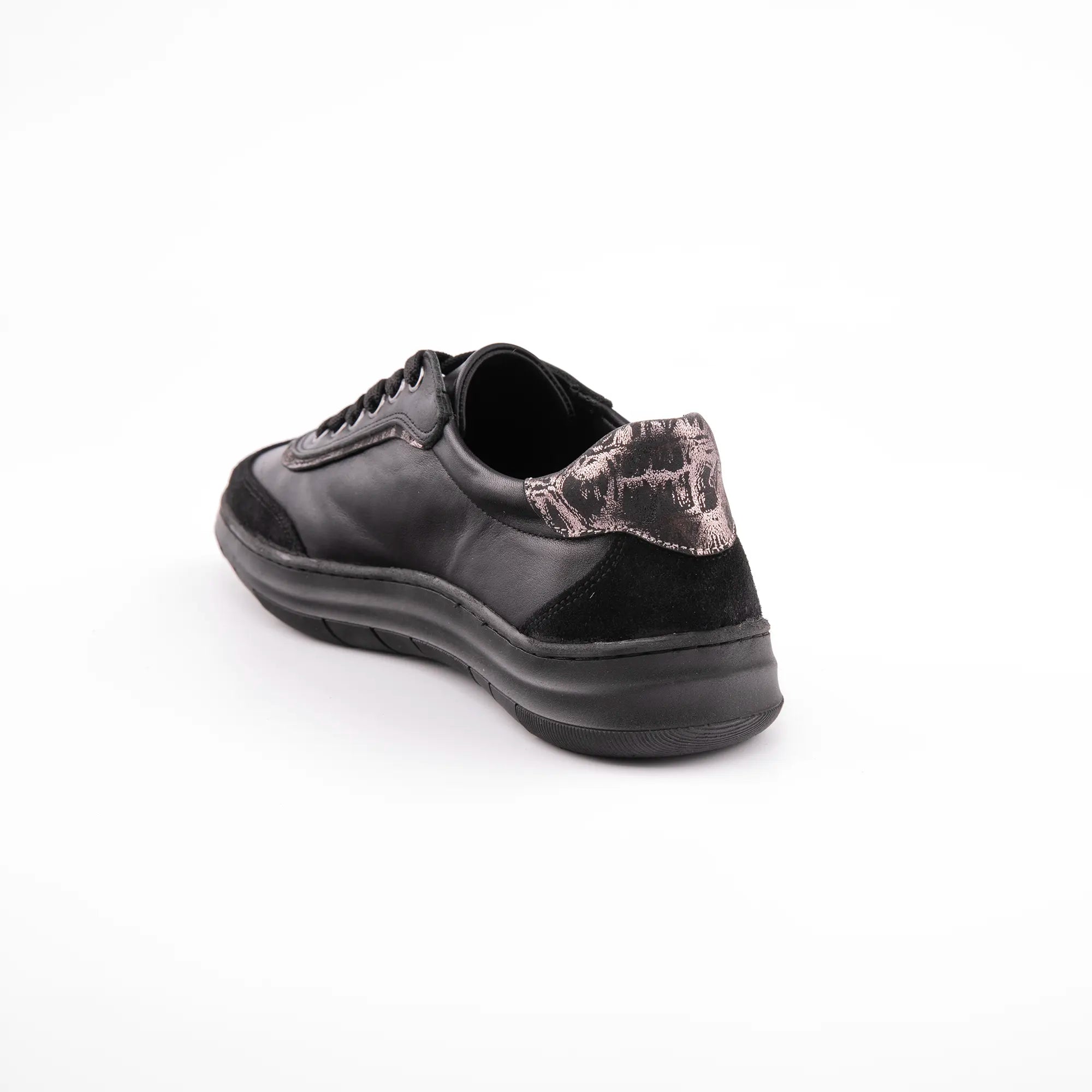 MrCalvano Palm Springs Black Casual Leather Women's Shoes
