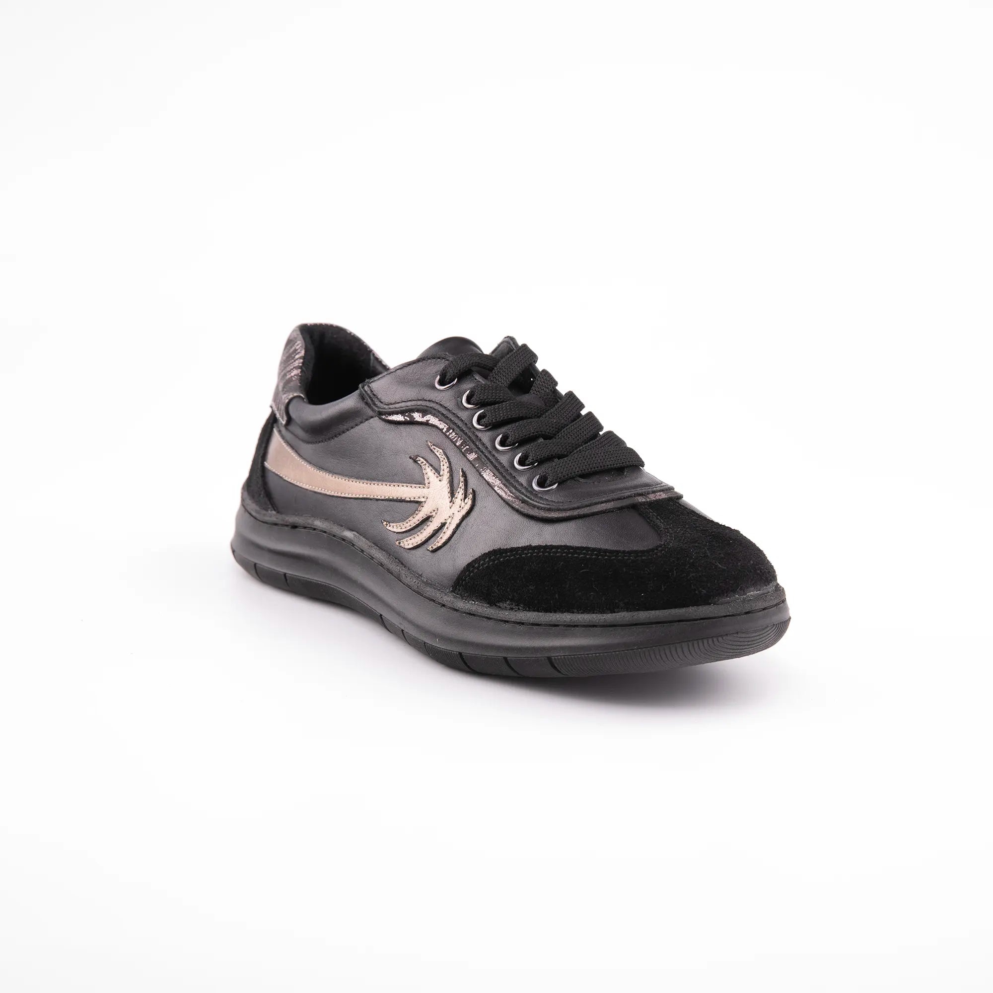 MrCalvano Palm Springs Black Casual Leather Women's Shoes