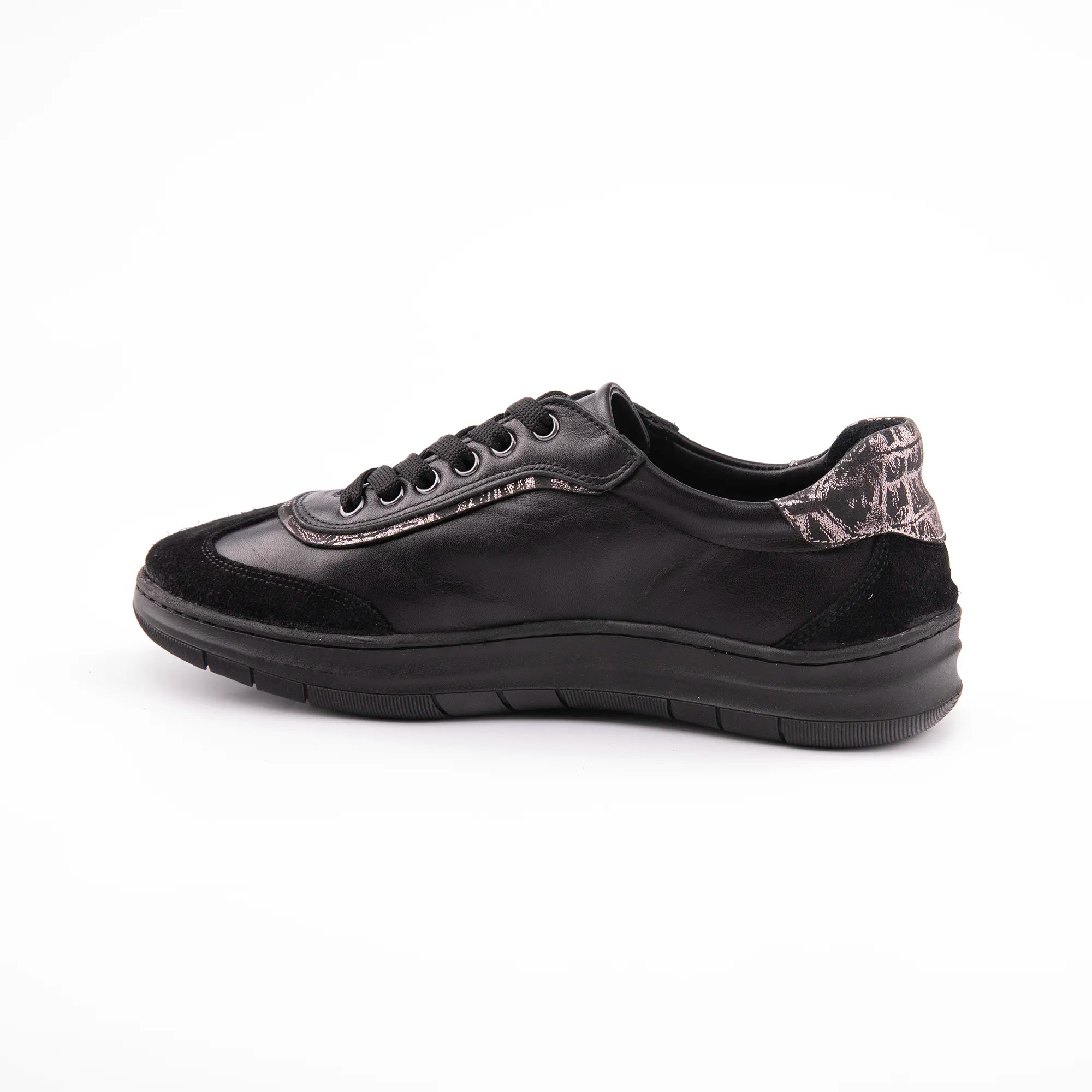 MrCalvano Palm Springs Black Casual Leather Women's Shoes