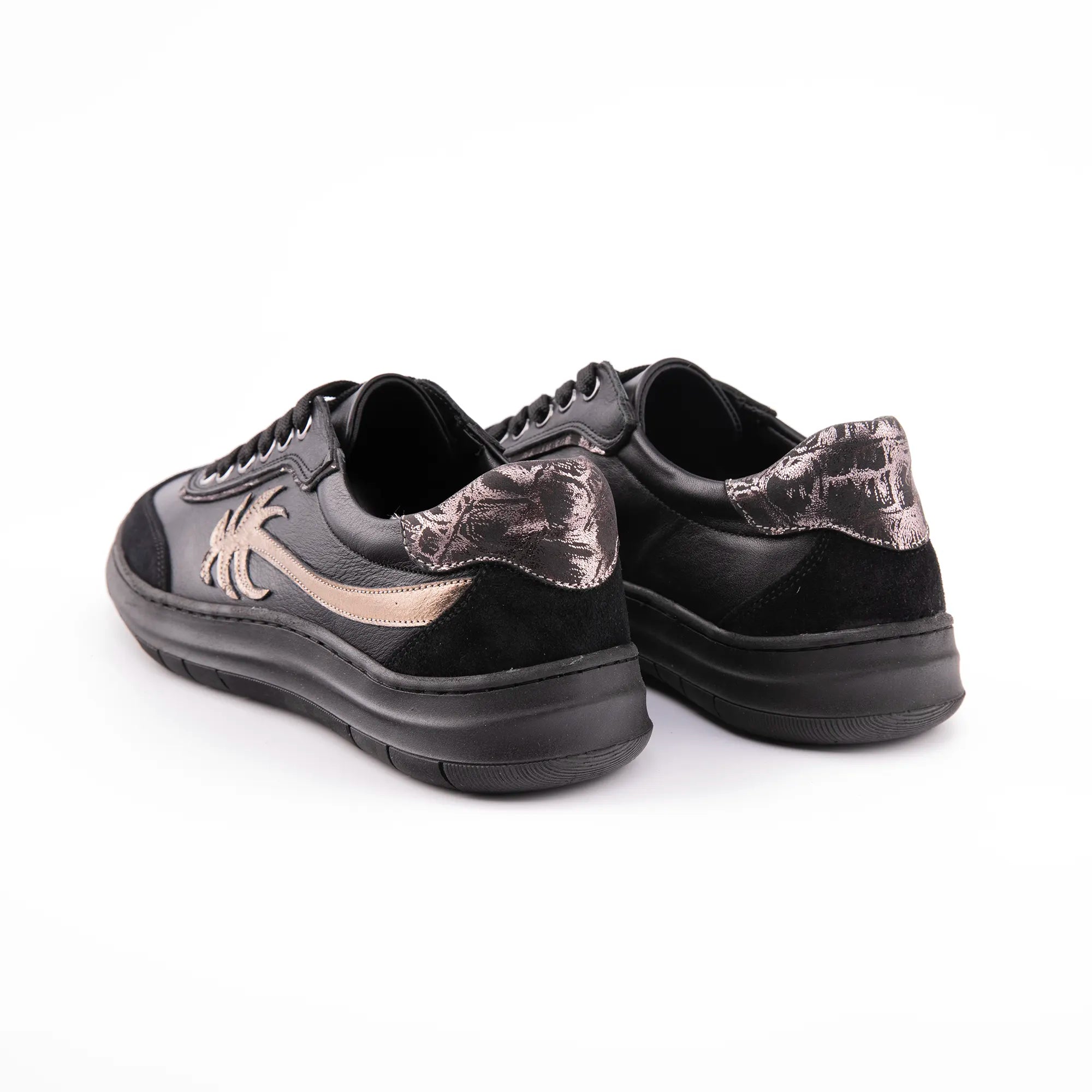 MrCalvano Palm Springs Black Casual Leather Women's Shoes