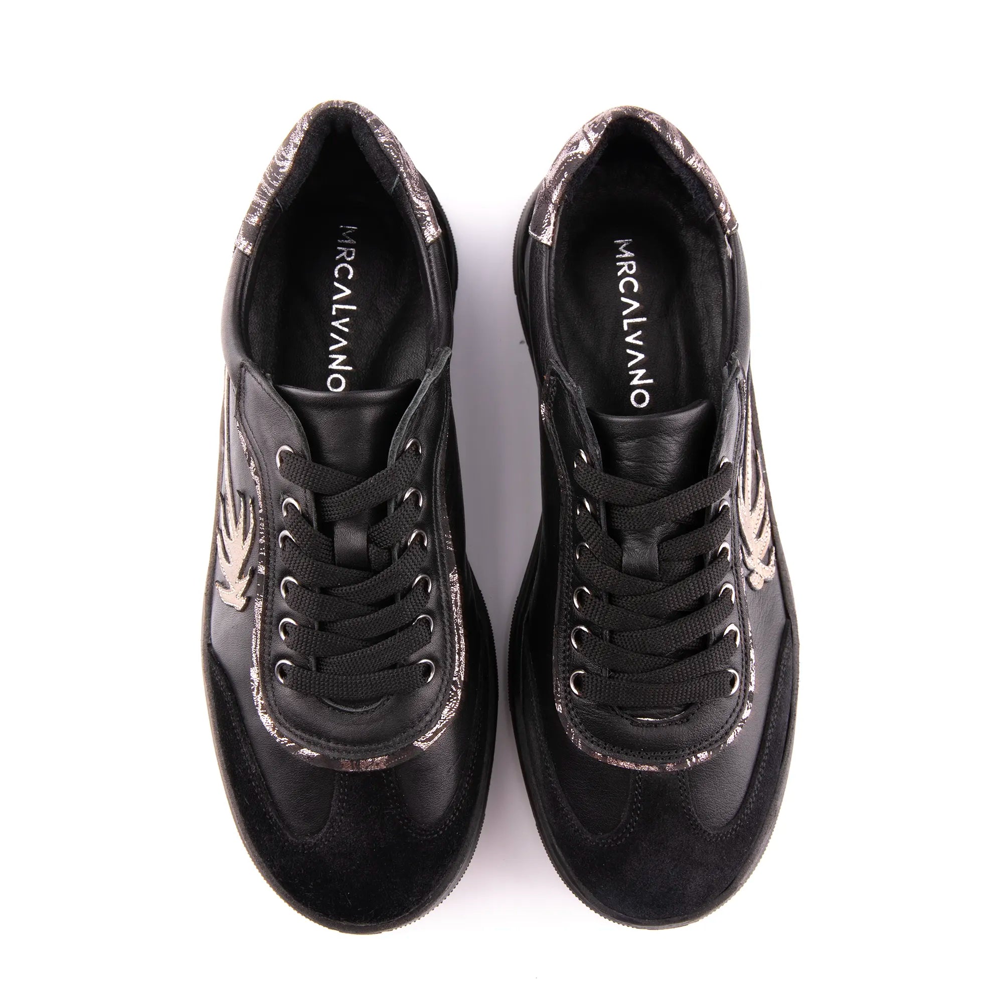 MrCalvano Palm Springs Black Casual Leather Women's Shoes