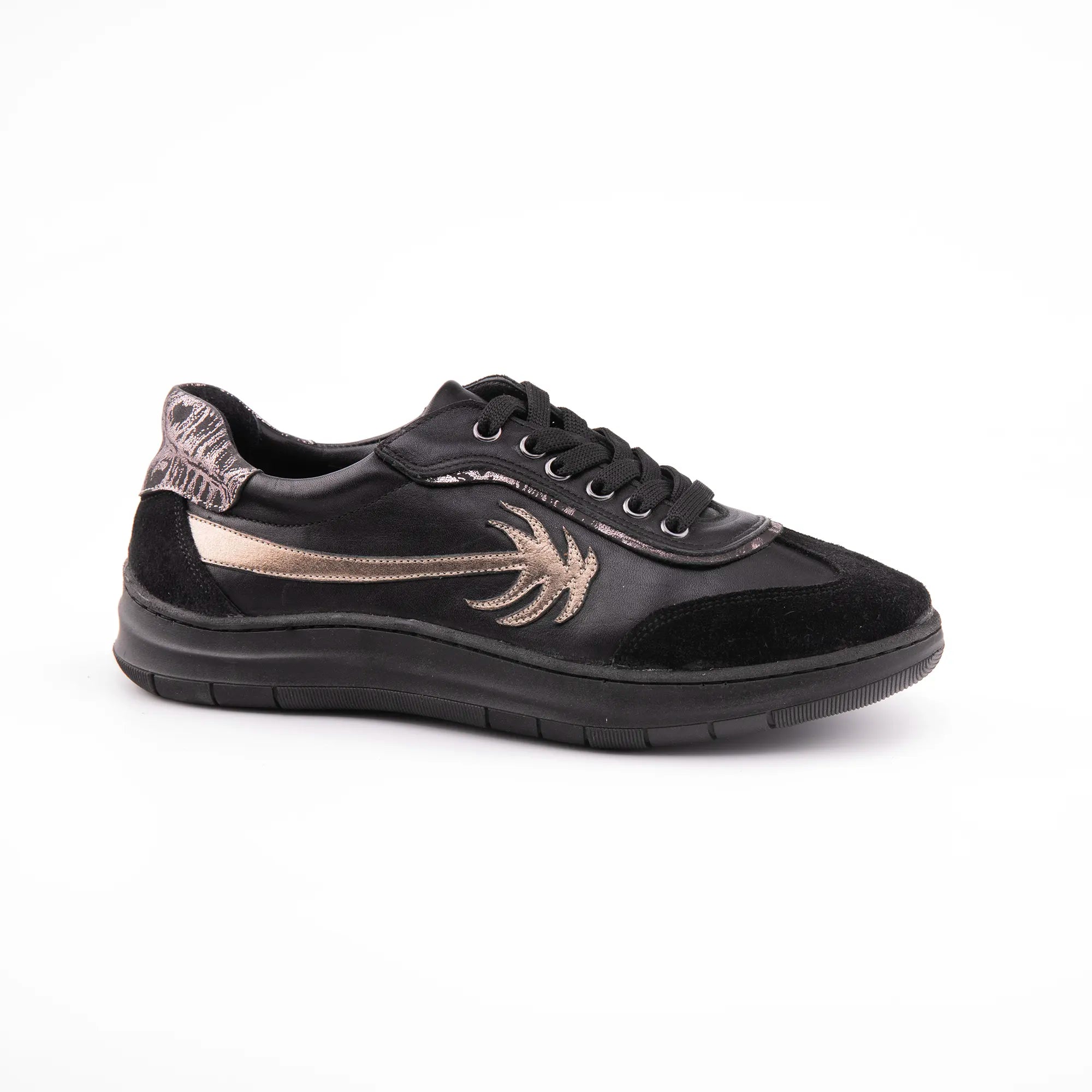 MrCalvano Palm Springs Black Casual Leather Women's Shoes