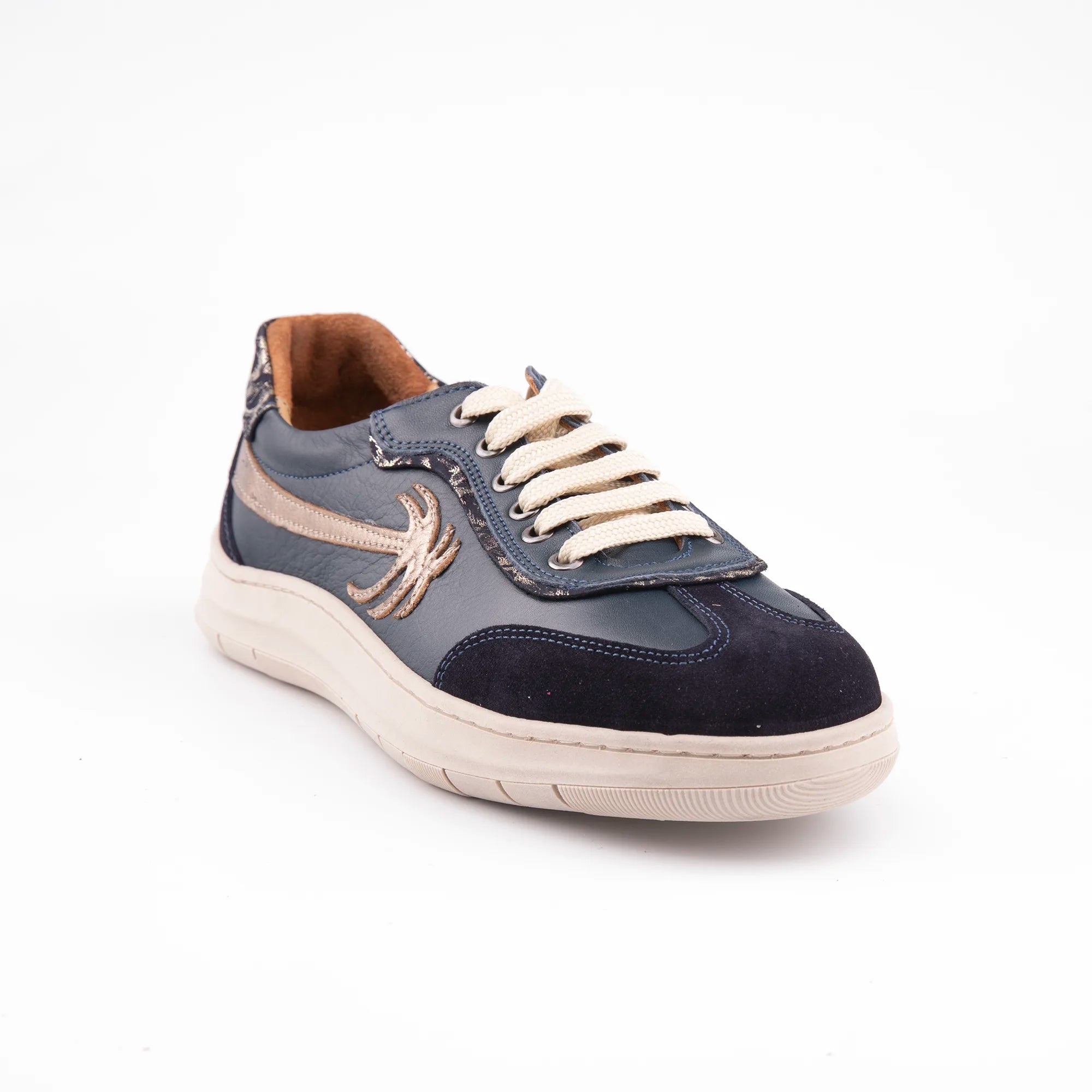 MrCalvano Palm Springs Navy Leather Casual Women's Shoes